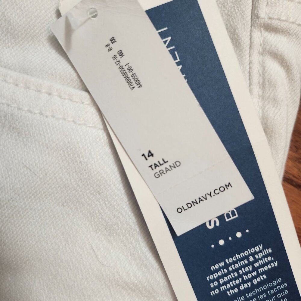 Old Navy Size 14 Tall Boyfriend Straight DROIT Cotton Blend Jeans White NWT - Picture 11 of 14